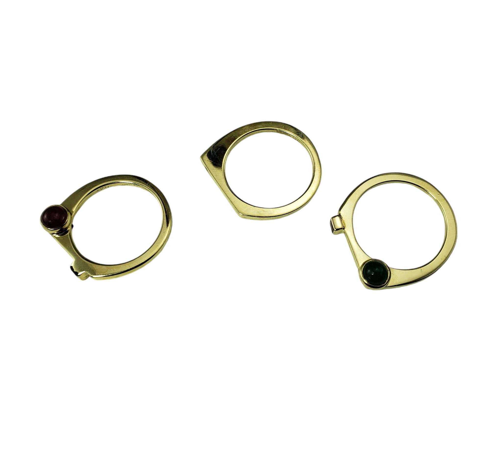 Moderne Ensemble de bague empilable moderniste 3 pièces en or jaune 14 carats multi-pierres taille 6  #18864 en vente
