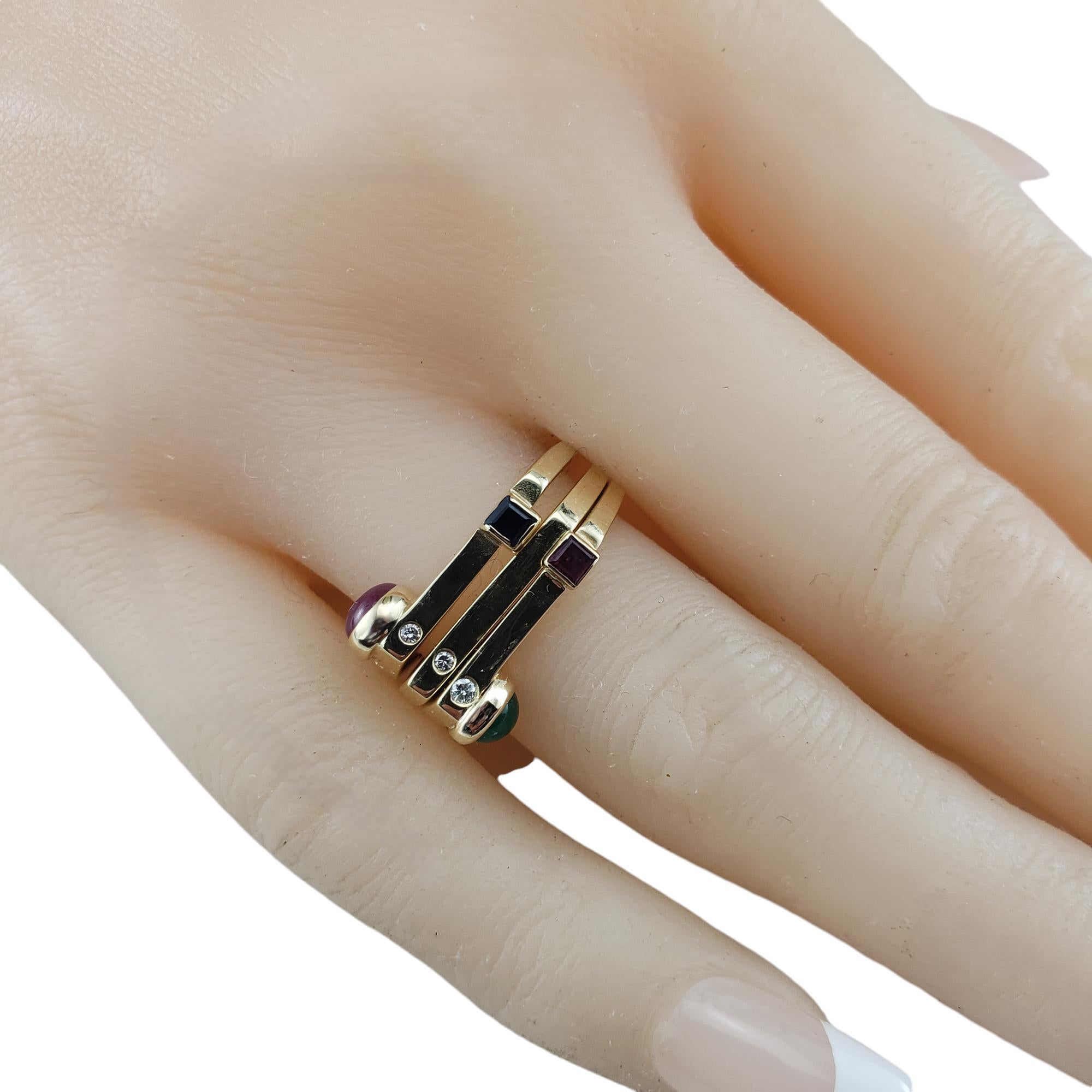 Ensemble de bague empilable moderniste 3 pièces en or jaune 14 carats multi-pierres taille 6  #18864 en vente 1