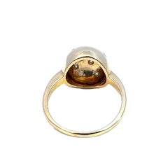 14K Yellow Gold Mushroom Ring with Studded Diamonds