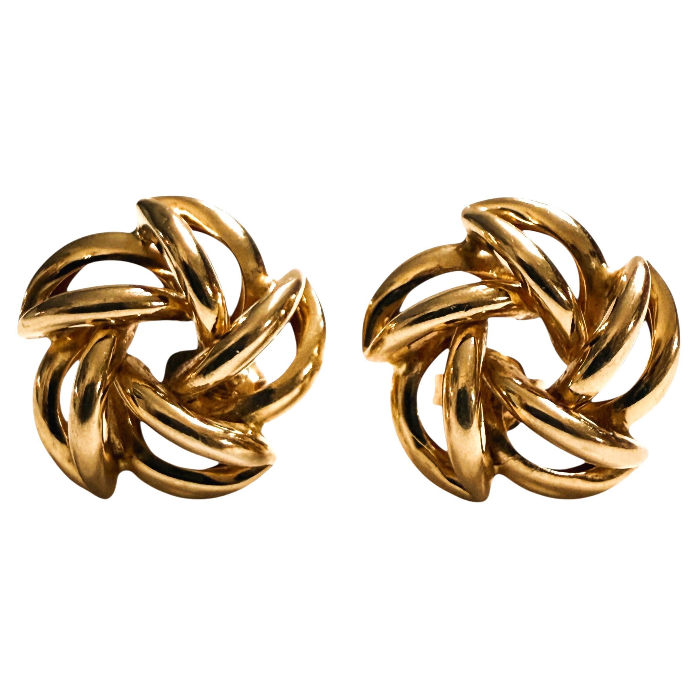14k Yellow Gold Nabco Open Work Wheel Post Earrings For Sale