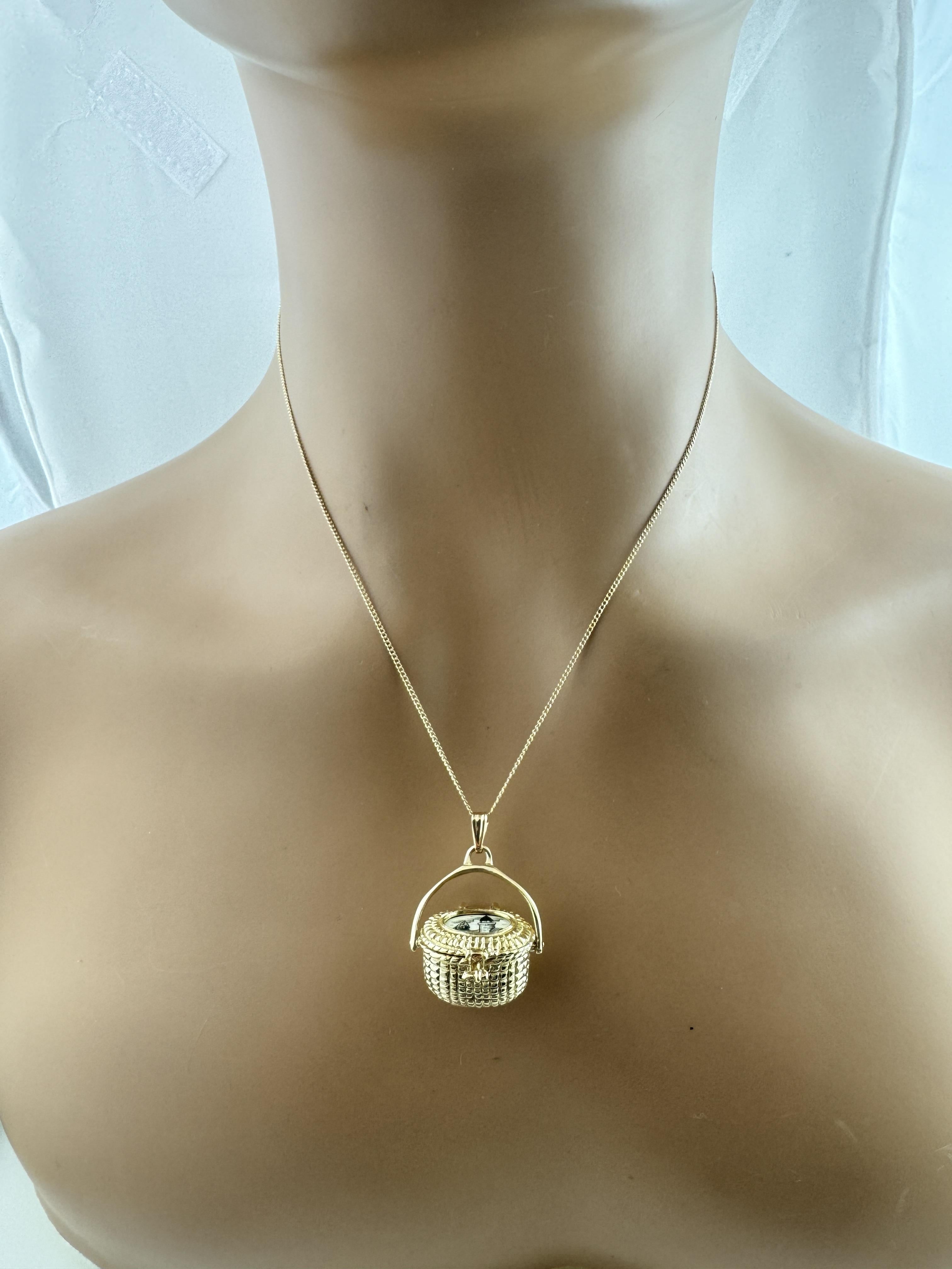 14K Yellow Gold Nantucket Basket Charm Pendant #19704 5
