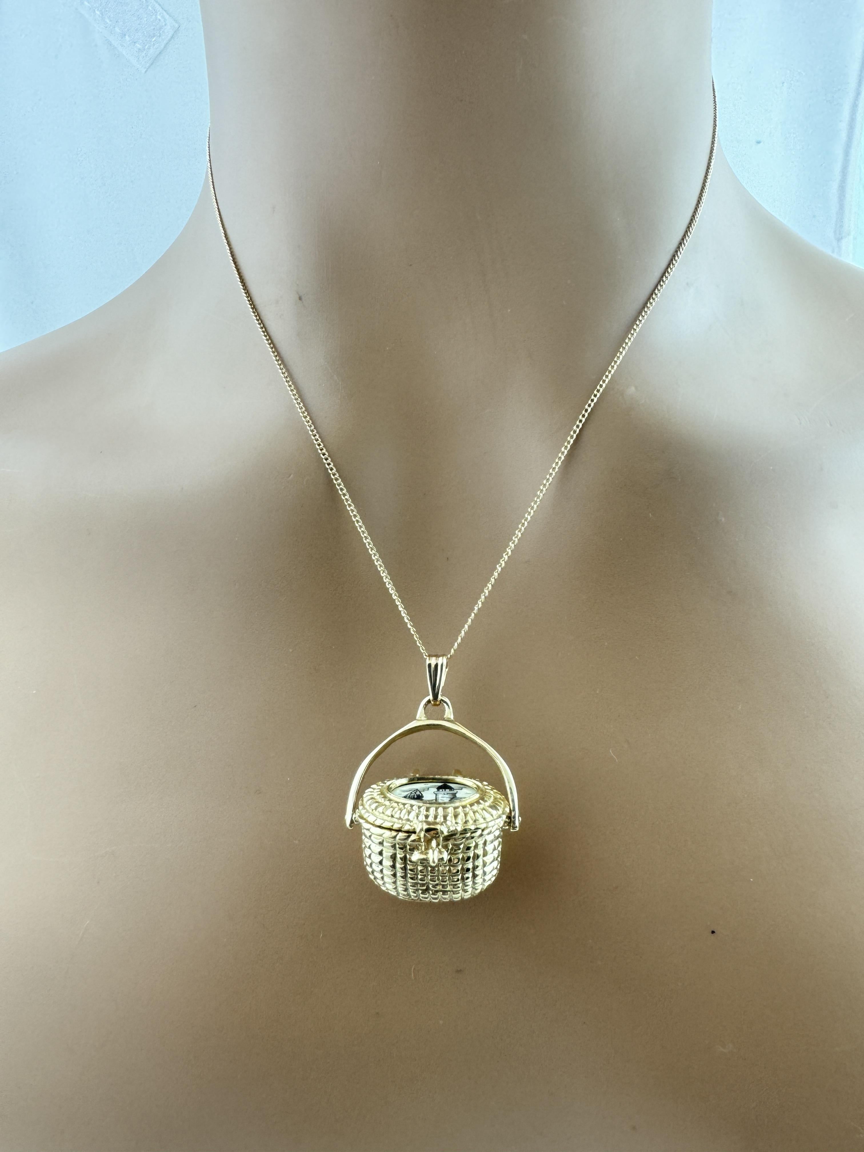 14K Yellow Gold Nantucket Basket Charm Pendant #19704 6