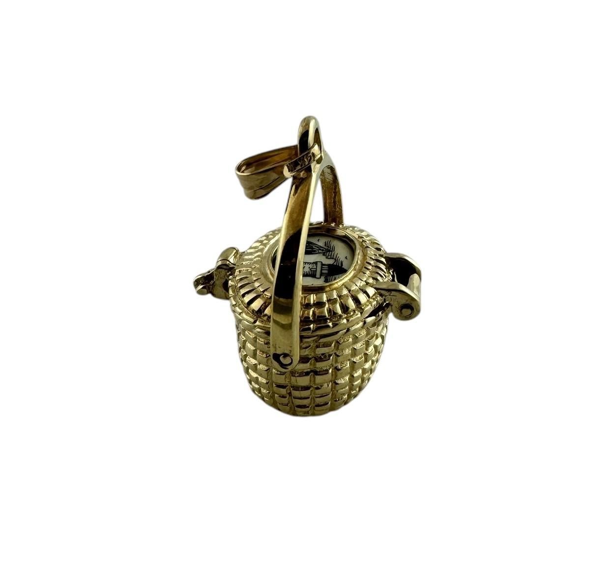 14K Yellow Gold Nantucket Basket Charm Pendant #19704 1