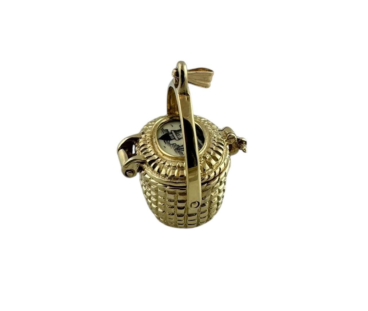 14K Yellow Gold Nantucket Basket Charm Pendant #19704 2