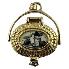 14K Yellow Gold Nantucket Basket Charm Pendant #19704