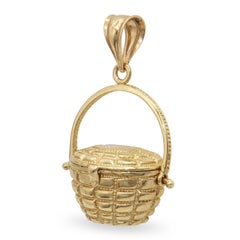 14K Yellow Gold Nantucket Basket Charm Pendant