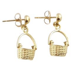 Vintage 14K Yellow Gold Nantucket Basket Earrings #15818