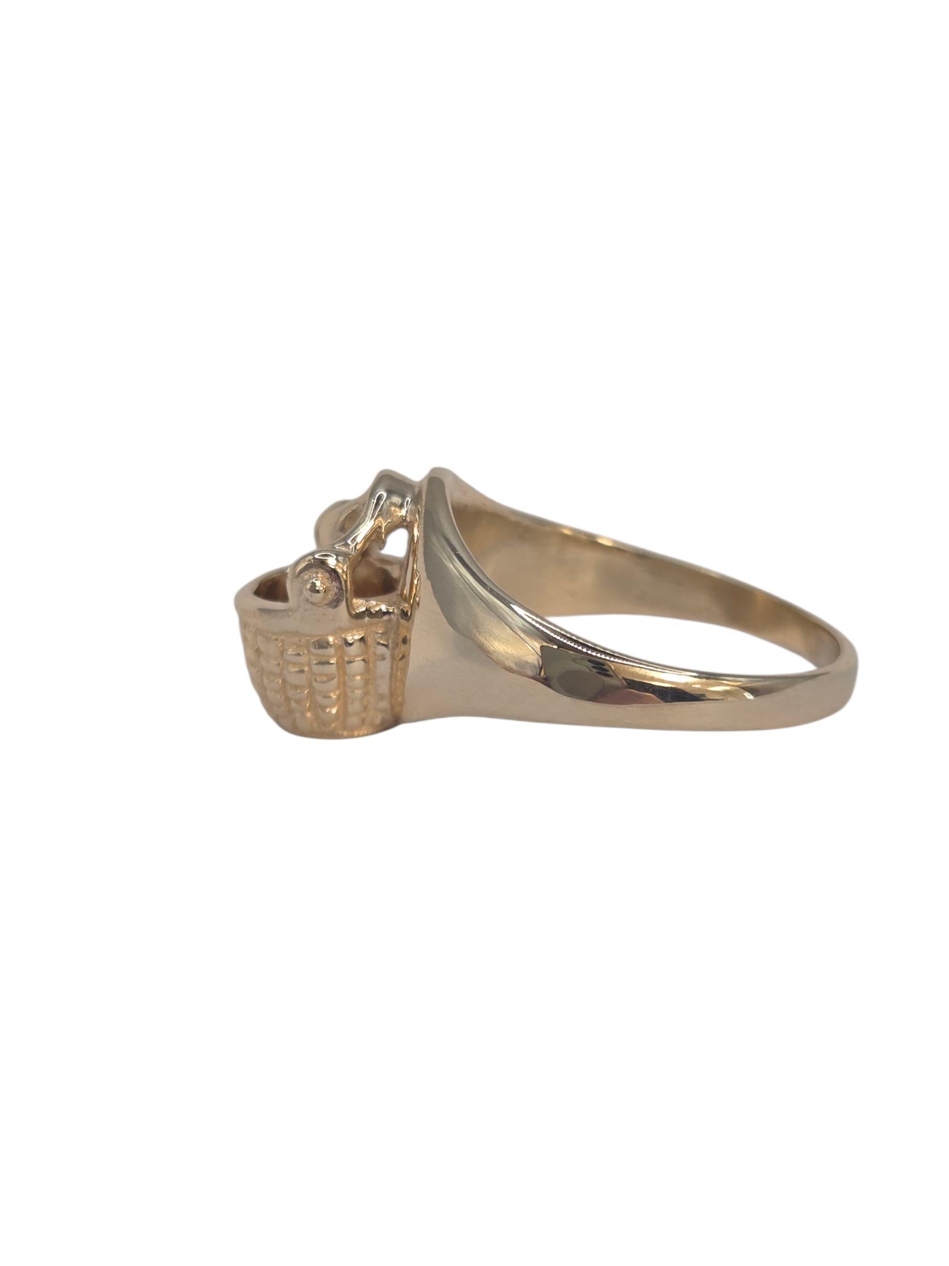 Contemporain Bague Nantucket Basket en or jaune 14K Taille 3.5 #23534 en vente