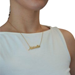 14k Yellow Gold 'Natalia' Name Plate Pendant Necklace