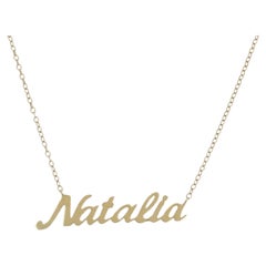 14k Yellow Gold 'Natalia' Name Plate Pendant Necklace
