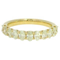 14K Yellow Gold Natural 1.00 Carat Oval Cut Diamond Halfway Ring In Stock