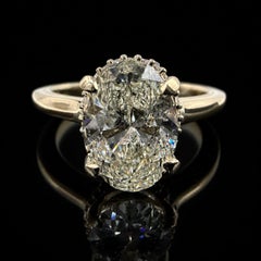 14K Yellow Gold Natural 1.60ct GIA Certified Oval Cut Diamond Engagement Ring
