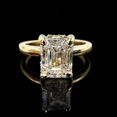 14K Yellow Gold Natural 2.01ct GIA Certified Emerald Cut Diamond Engagement Ring