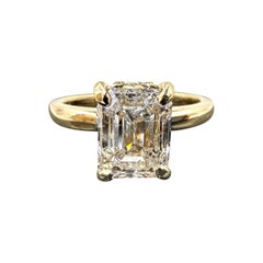 14K Yellow Gold Natural 2.01ct GIA Certified Emerald Cut Diamond Engagement Ring