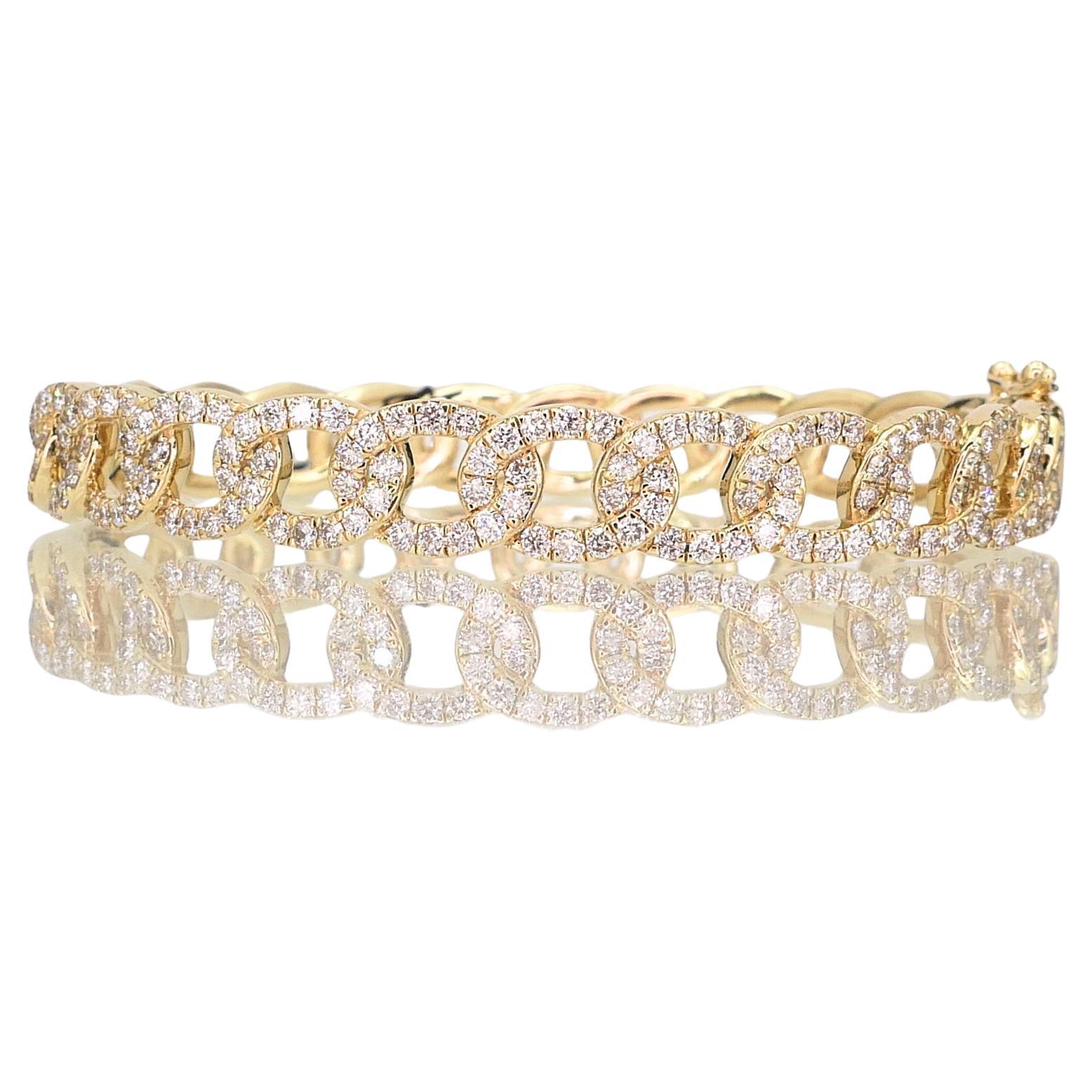 14k Yellow Gold Natural 2.15ctw Diamond Hinged Bangle Bracelet i15375 For Sale