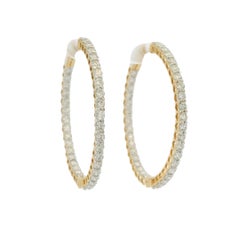 14k Yellow Gold Natural 2.35 Carat Diamond Inside-Out Hoop Earrings