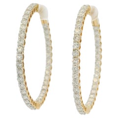 Boucles d'oreilles en or jaune 14k avec diamant naturel de 2,35 carats et de l'intérieur vers l'extérieur