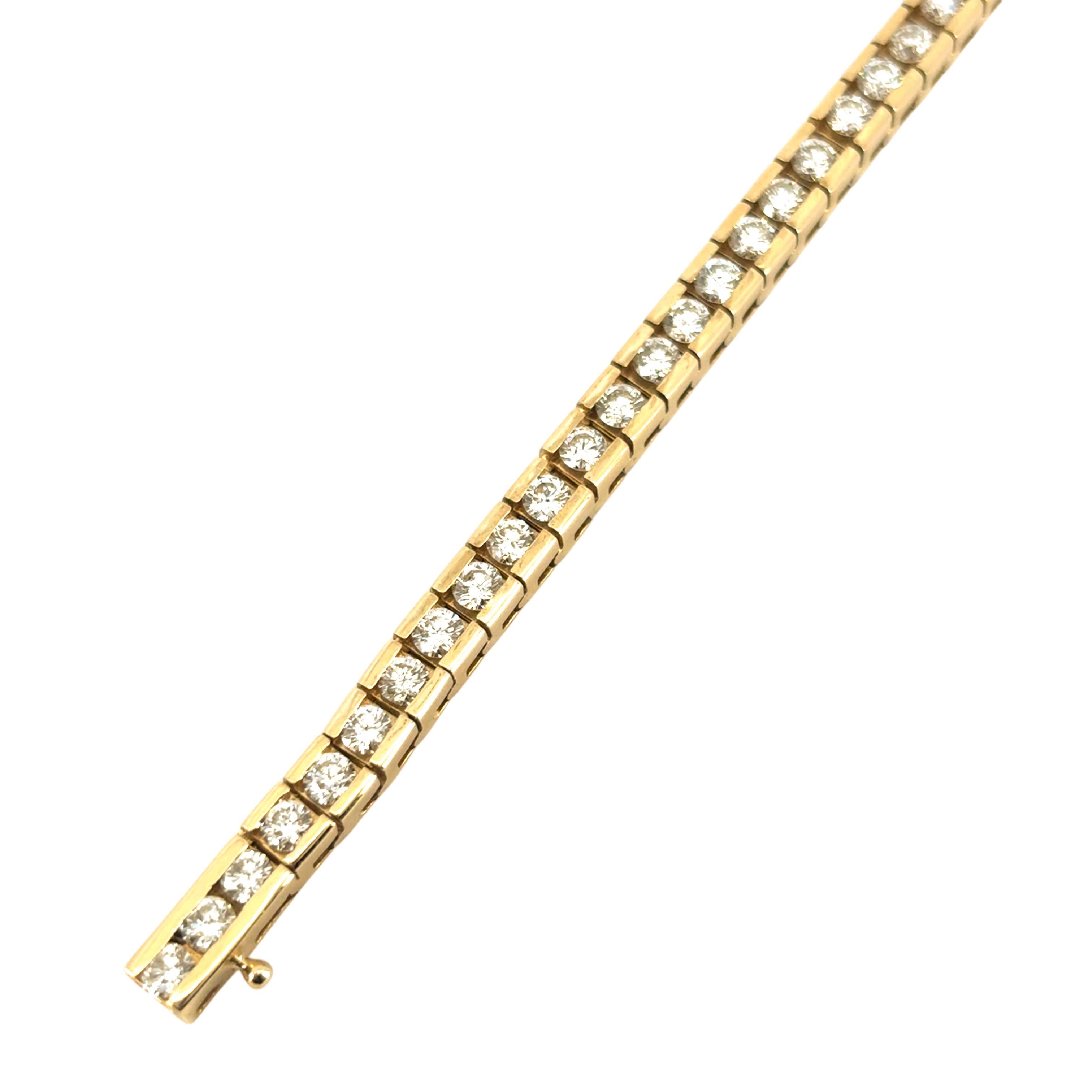 14k Yellow Gold Natural 5.5 Carat Diamond Tennis Bracelet 4
