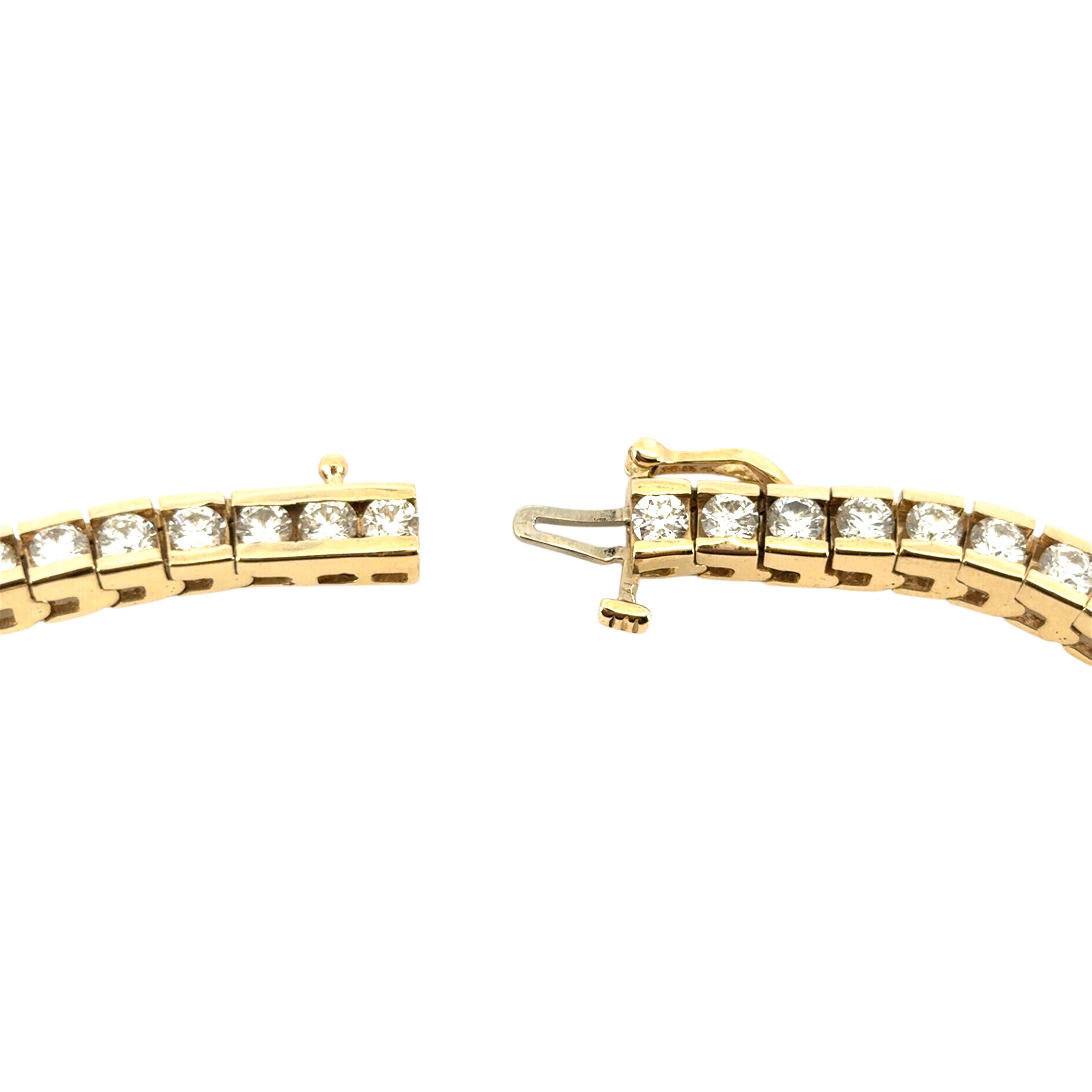 Uncut 14k Yellow Gold Natural 5.5 Carat Diamond Tennis Bracelet