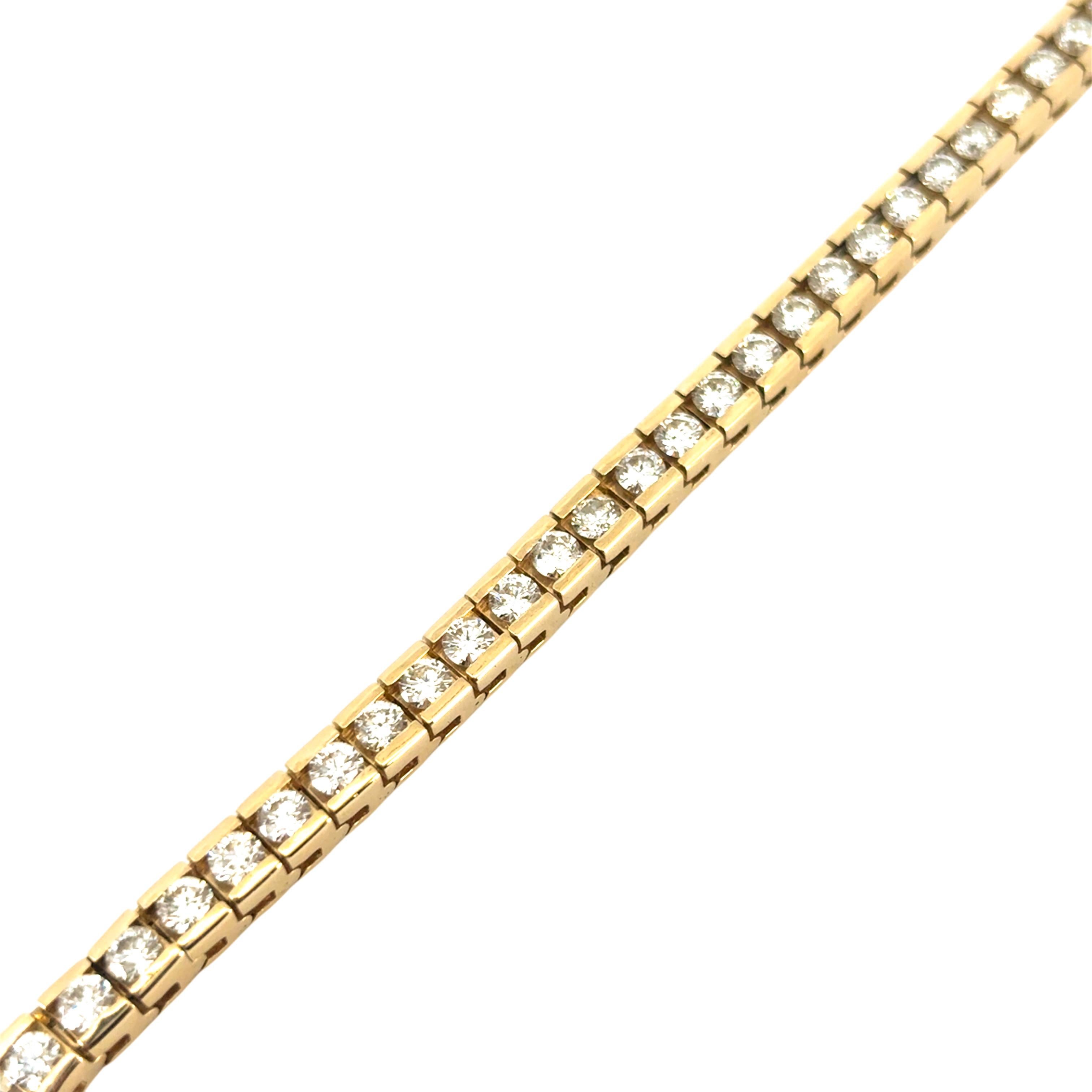 Women's or Men's 14k Yellow Gold Natural 5.5 Carat Diamond Tennis Bracelet