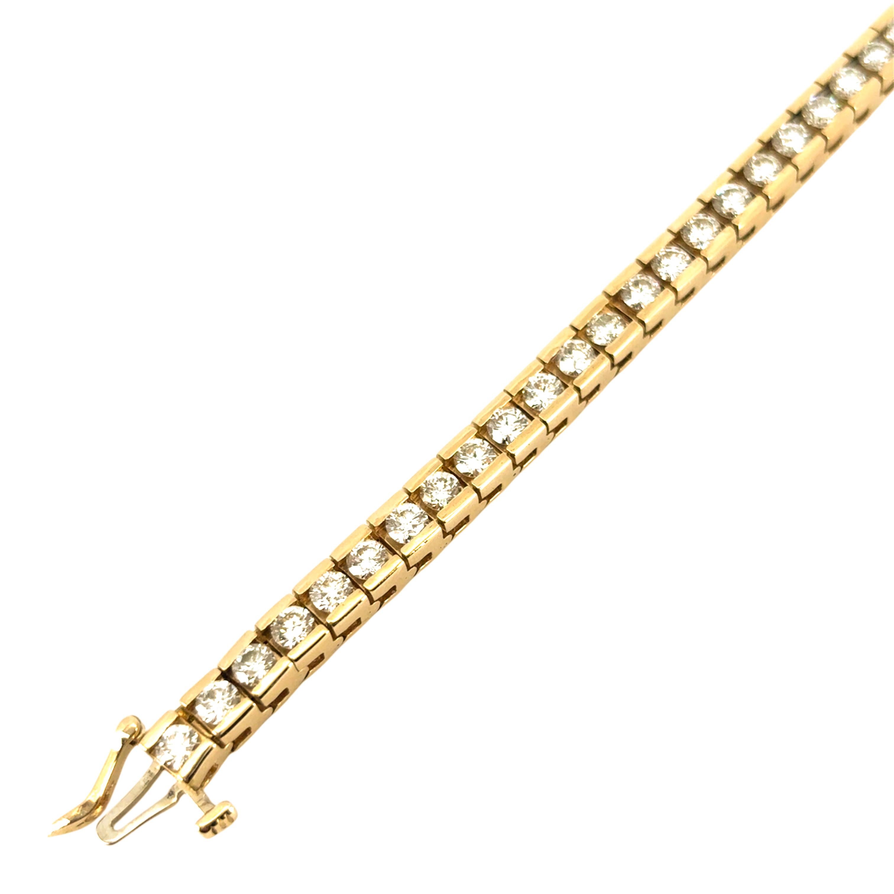 14k Yellow Gold Natural 5.5 Carat Diamond Tennis Bracelet 2