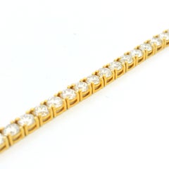 14k Yellow Gold Natural 6.36 Carat Round Brilliant Cut Diamond Tennis Bracelet