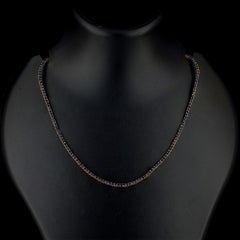 14K Yellow Gold Natural 7.45 Ct Blue Sapphire Tennis Necklace For Gift