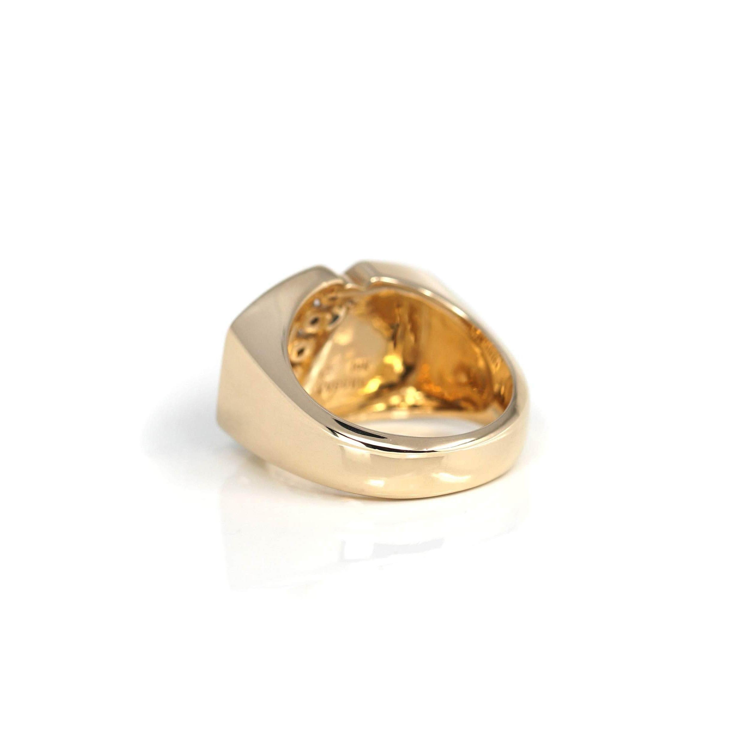 Artist 14k Yellow Gold Natural AAA Australian Opal Men's Ring with Diamonds