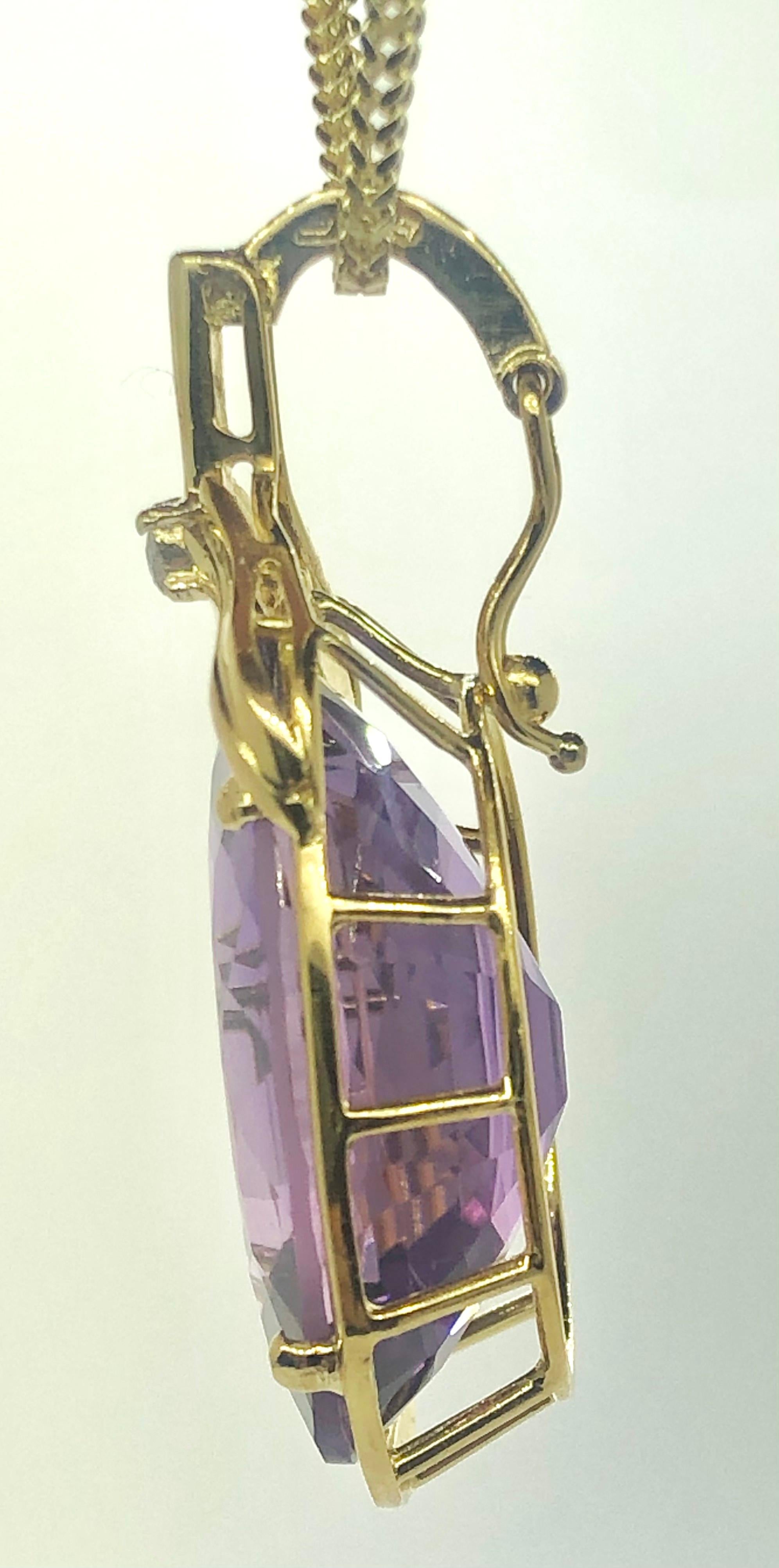 Women's 14k Yellow Gold Natural Amethyst Pendant