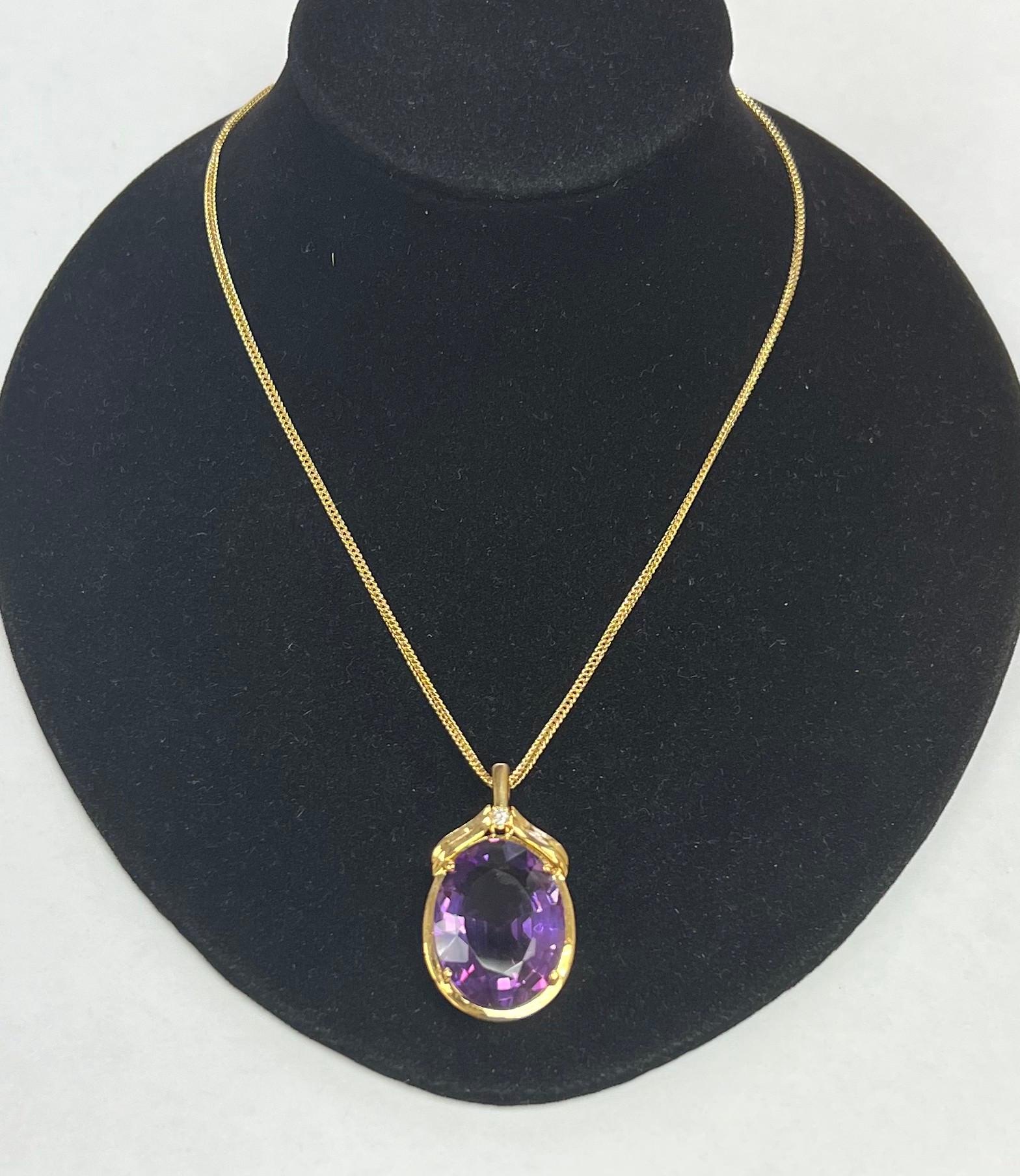 14k Yellow Gold Natural Amethyst Pendant 1