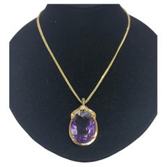 14k Yellow Gold Natural Amethyst Pendant