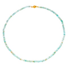 14K Yellow Gold Natural Apatite Bead Necklace with Spacers 16" Choker