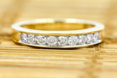 14K Yellow Gold Natural Diamond 0.41 CT Eternity Band Engagement Ring Size 7