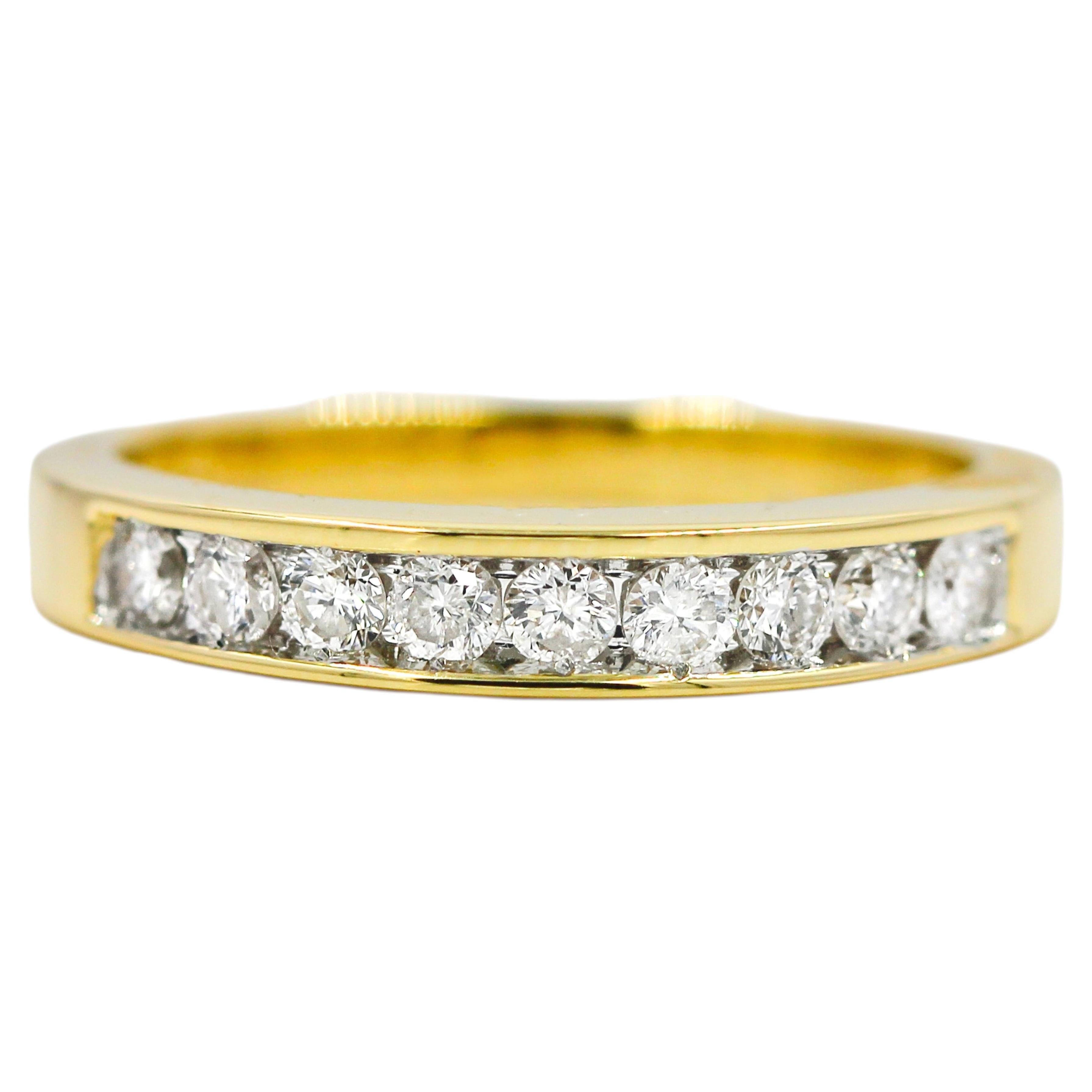 Bague de fiançailles « Eternity » en or jaune 14 carats, sertie d'un diamant naturel de 0,41 carat, taille 7