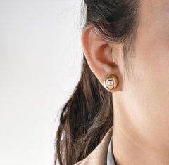 14 Karat Yellow Gold Natural SI/H Diamond Cluster Dome Stud Earrings