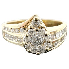 Anillo en racimo de diamantes naturales de oro amarillo de 14k 0,95 TQW