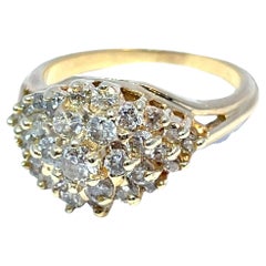 14K Gelbgold Natürlicher Diamant Cluster Ring