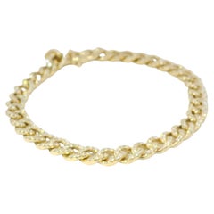 14k Yellow Gold Natural Diamond Curb Link Bracelet