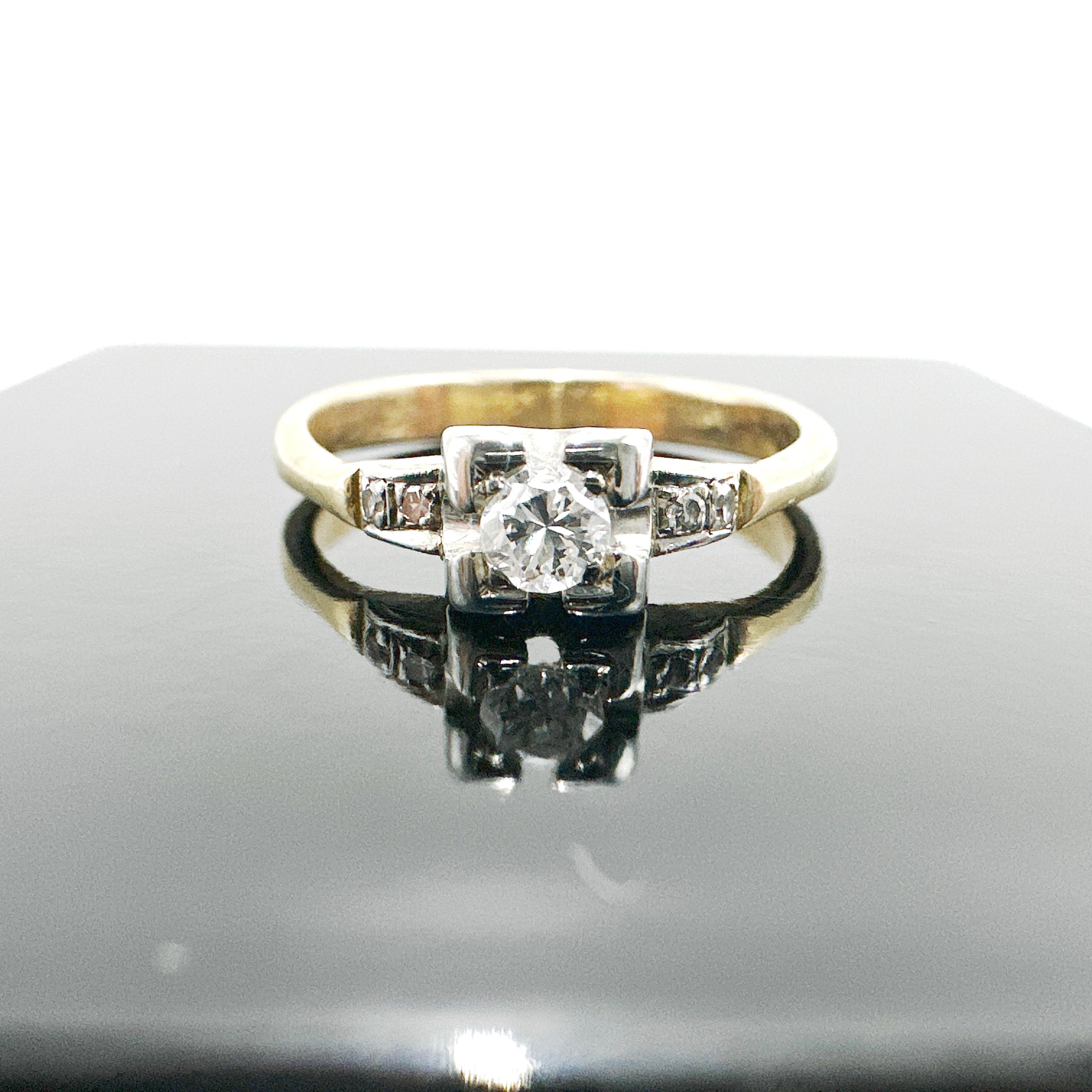 For Sale:  14k Yellow Gold Natural Diamond Engagement Ring 0.16TCW 8