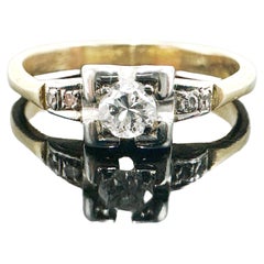 Vintage 14k Yellow Gold Natural Diamond Engagement Ring 0.16TCW