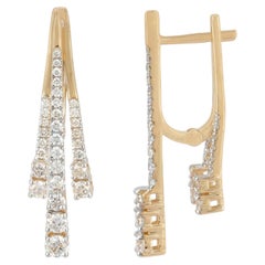 Pendientes finos de aro tipo «huggie» en oro amarillo de 14k con diamantes naturales, ideales para regalar