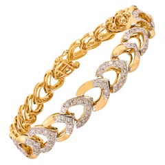Bracelet à maillons en or jaune 14K et diamants naturels, design Chevron bicolore