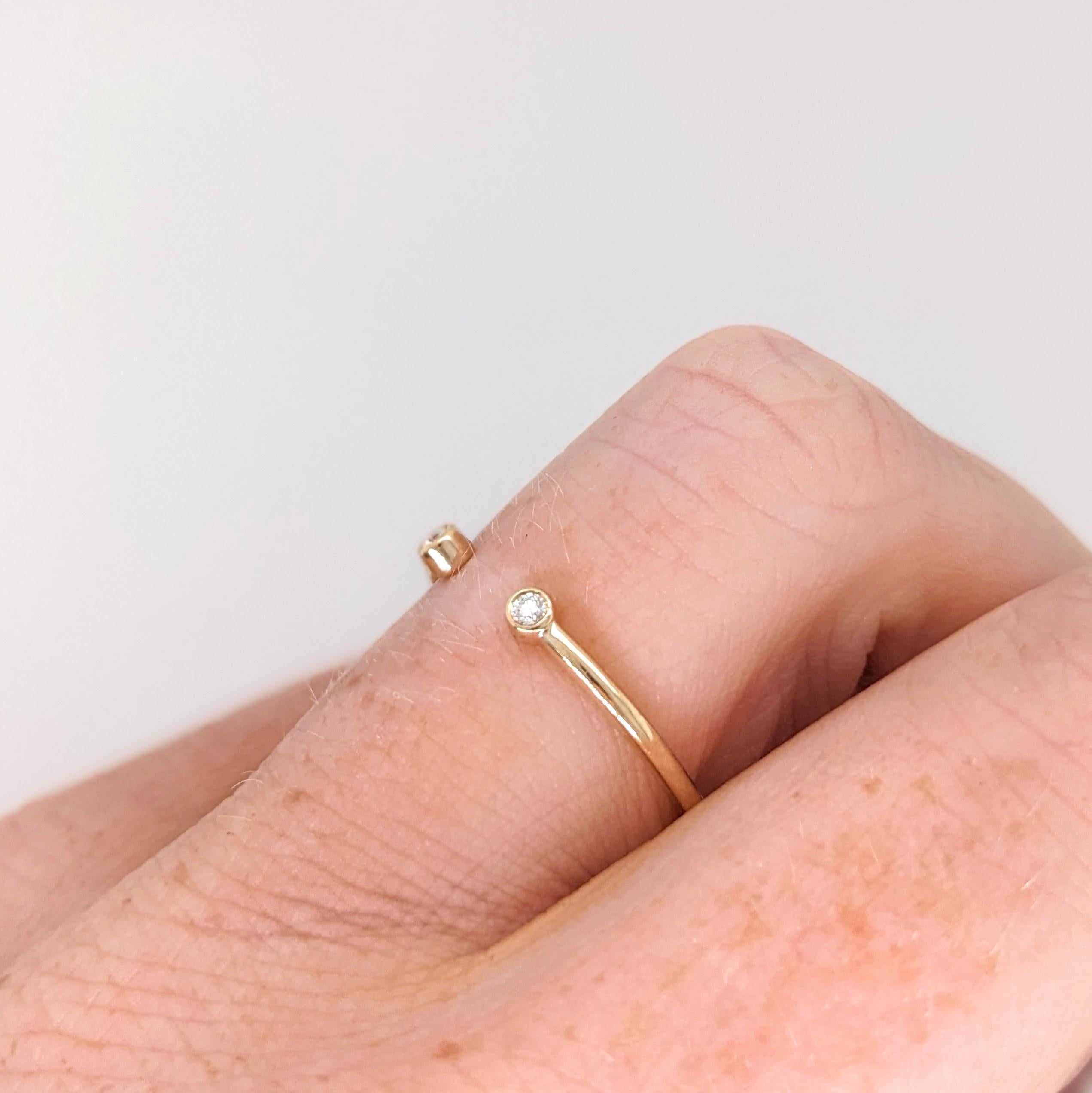 14K Gelbgold Natürlicher Diamant Offenes Band  Stapelbarer Ring im Angebot 4