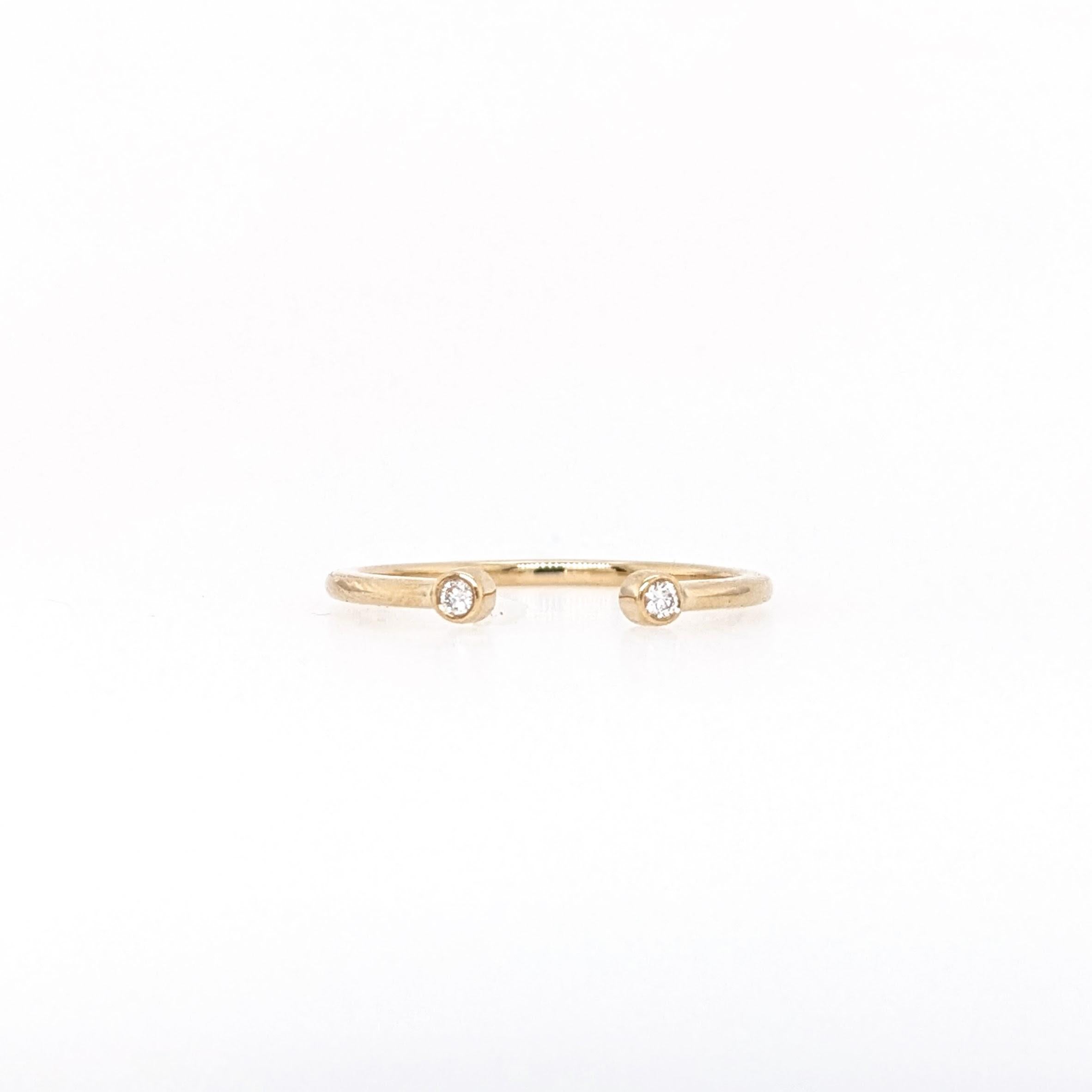 14K Gelbgold Natürlicher Diamant Offenes Band  Stapelbarer Ring Damen im Angebot