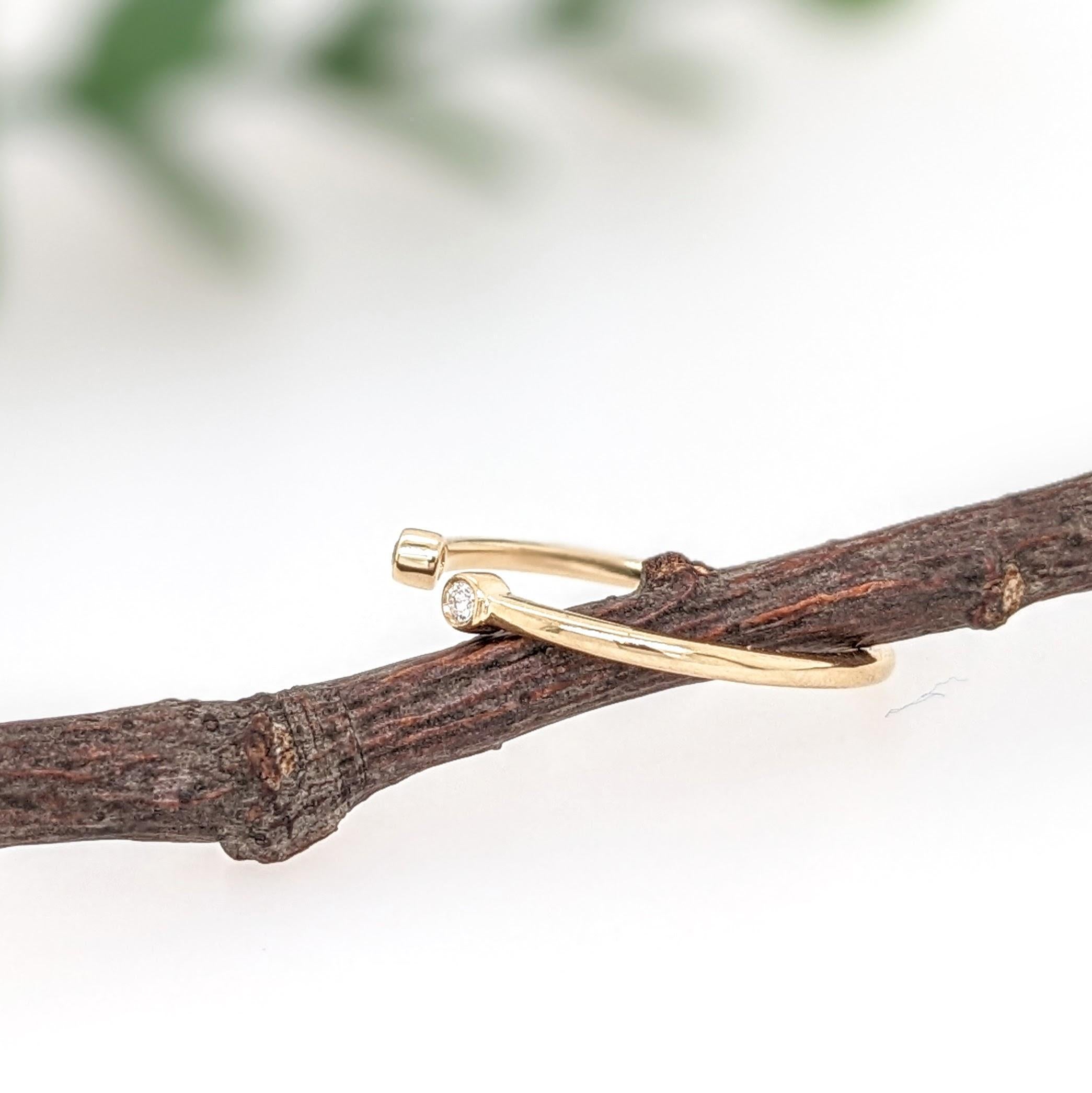 14K Gelbgold Natürlicher Diamant Offenes Band  Stapelbarer Ring im Angebot 2