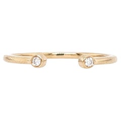Bracelet ouvert en or jaune 14K avec diamant naturel  Bague empilable