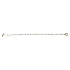 14K Yellow Gold Natural Diamond Paper Clip Chain Link Circle Toggle Bracelet