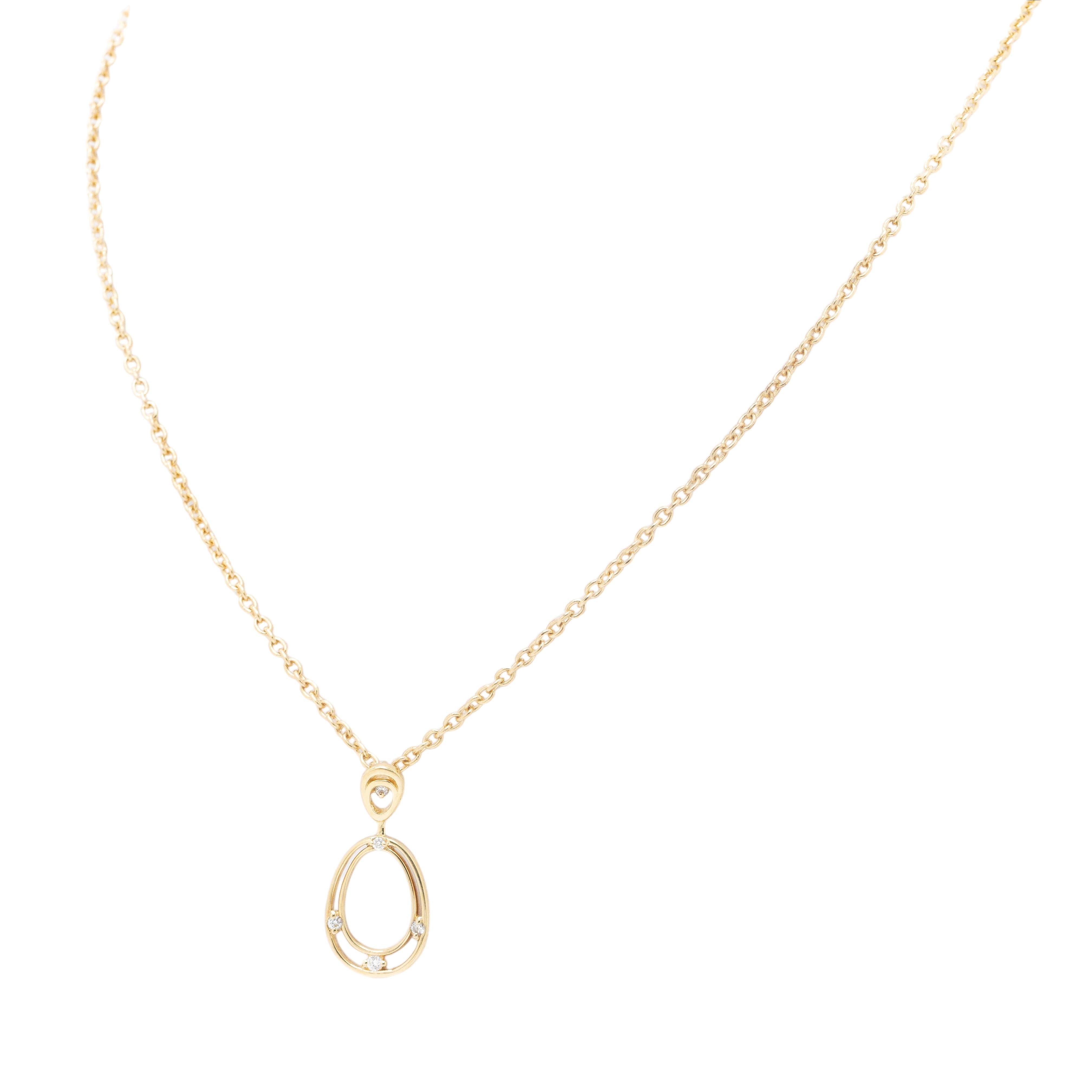 Round Cut 14k Yellow Gold Natural Diamond Pendant Necklace For Sale