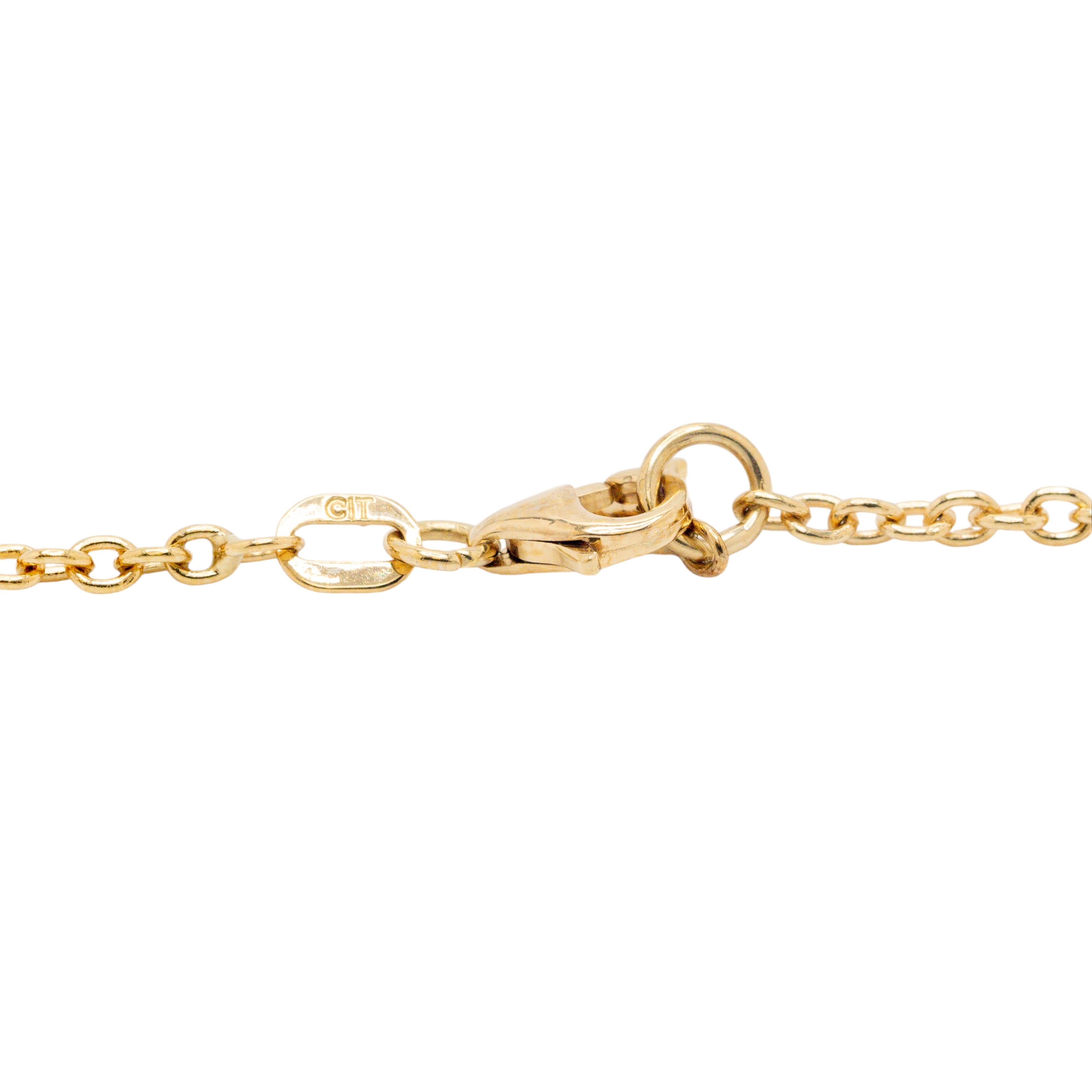 14k Yellow Gold Natural Diamond Pendant Necklace In Excellent Condition For Sale In Boca Raton, FL