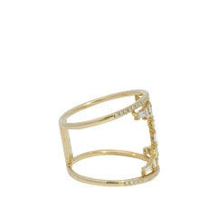 14k Yellow Gold Natural Diamond Scattered 2-Row Wide Open Ring In Stock